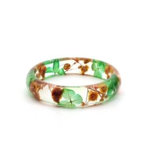 Resin Bangle With Leaves